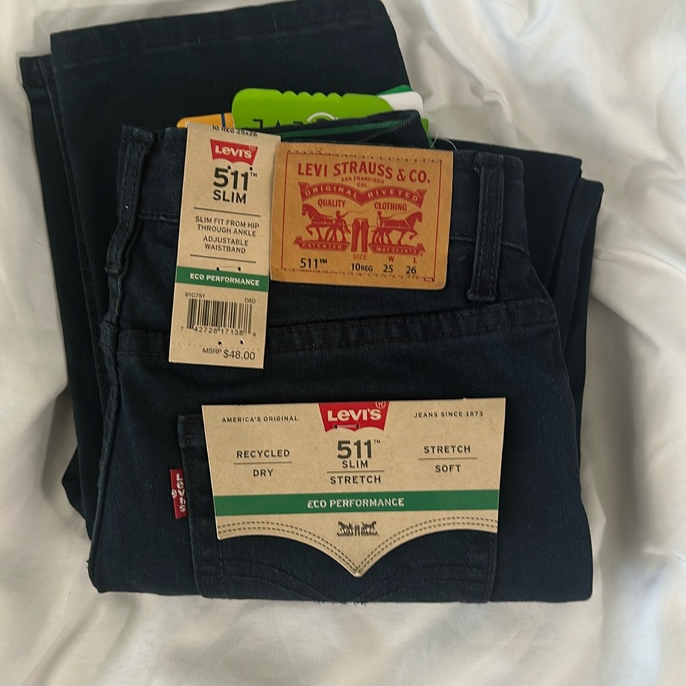 Brand new Levi’s boy jeans 511 slim 10 red 25w 26 l